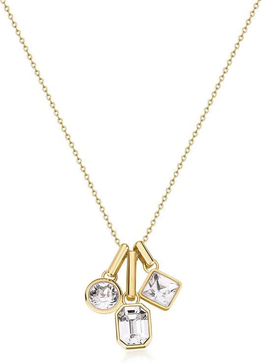 Collana Brosway Donna Acciaio Dorato Pendente con Cristalli Bianchi _BYM190
