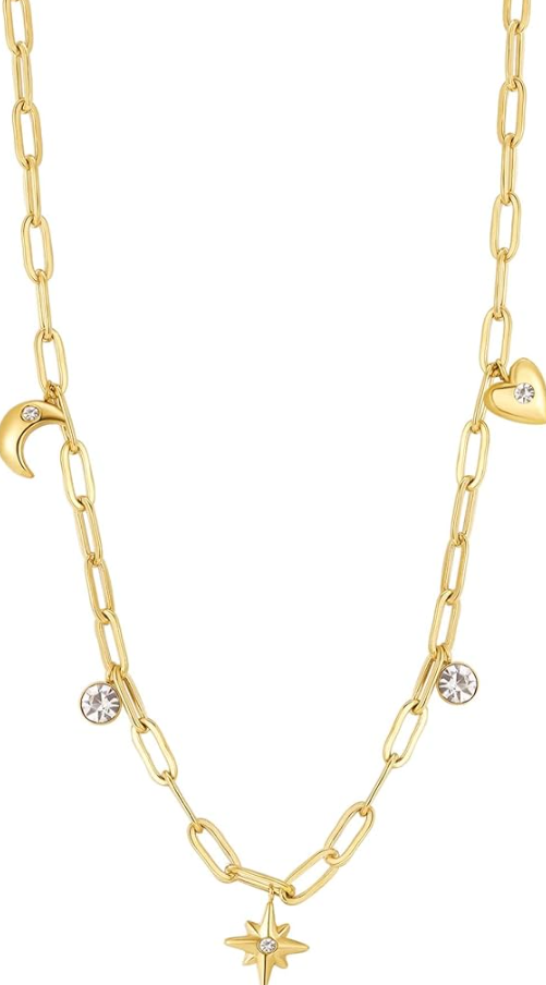 Collana Brosway Donna Acciaio Dorato Coll- CHANT Simbolo Cuore Stella Luna _BAH44