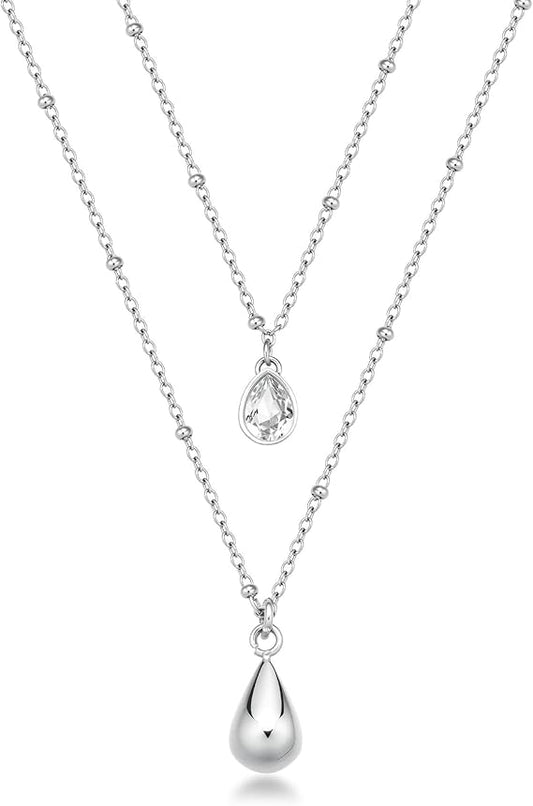 Collana Brosway Donna Catenina Sottile Doppio Filo Ciondolo Goccia _BPC36