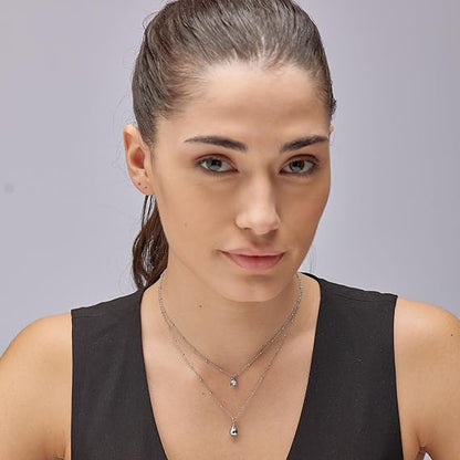 Collana Brosway Donna Catenina Sottile Doppio Filo Ciondolo Goccia _BPC36
