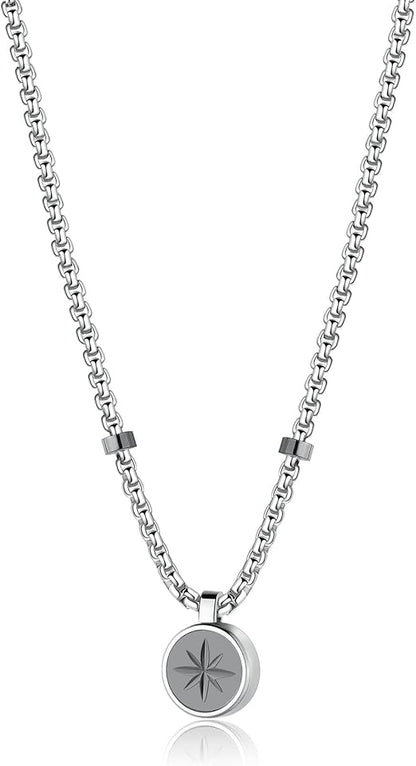 Collana Brosway Uomo in Acciaio Rutenio Rosa dei Venti Coll. POSEIDON _BPN01