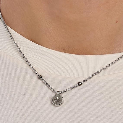 Collana Brosway Uomo in Acciaio Rutenio Rosa dei Venti Coll. POSEIDON _BPN01