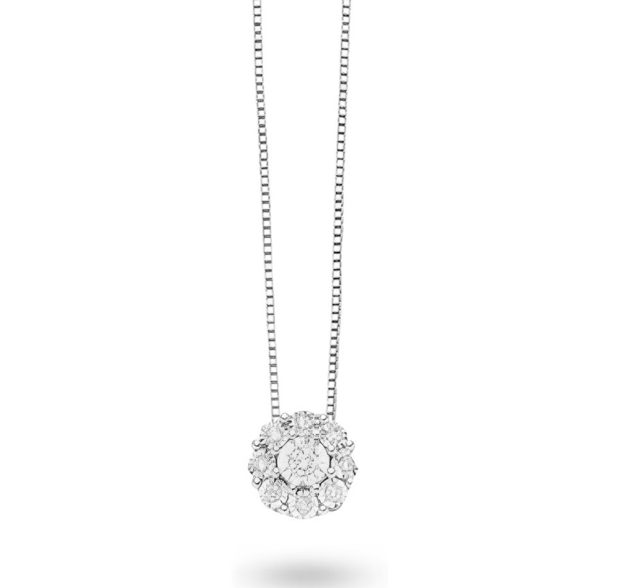 Collana DonnaOro Oro Bianco18 KT Punto Luce Diamanti CT0,05 _LPF12105.005