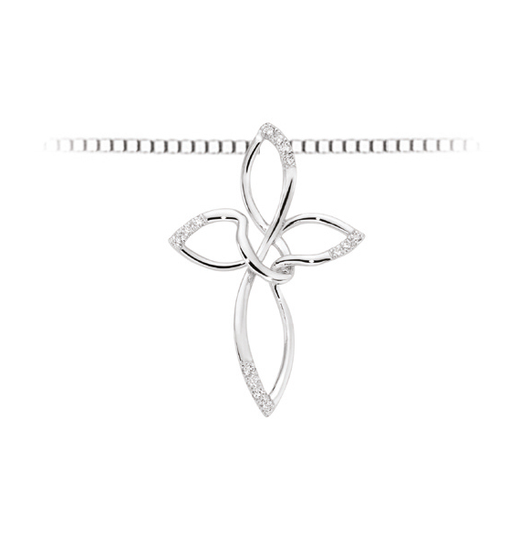 Collana DonnaOro Oro Bianco 18Kt Croce Diamanti TG Brillante _LPF10127.005