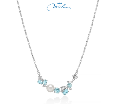 Collana Girocollo Miluna Donna Argento 925 Perla Gemma Del Cielo _PCL6915