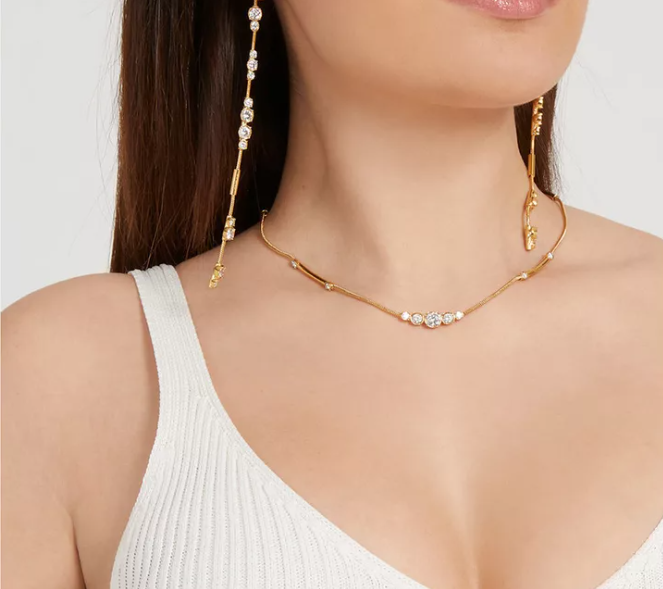 Collana Guess Donna Acciaio Dorata Centrali Zirconi Bianchi _JUBN01