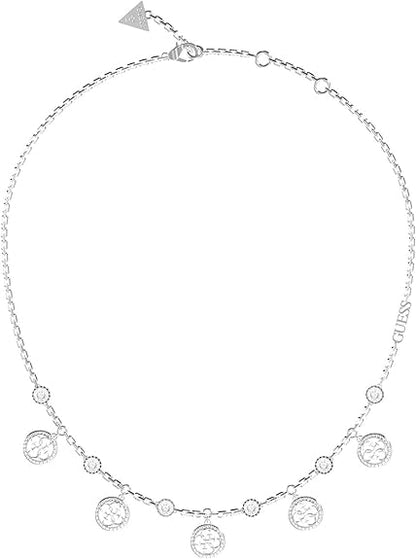Collana Guess Donna Argentata Con Ciondoli Logo e Cristalli _JUBN02