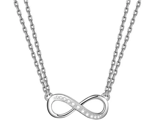 Collana Liu Jo Donna Acciaio Doppio Filo Argentato Infinito Centrale Cristalli _LJ2513