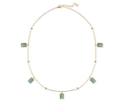 Collana Liu Jo Donna Acciaio Gold Con Pietre gioiello Verde Acqua _LJ2855