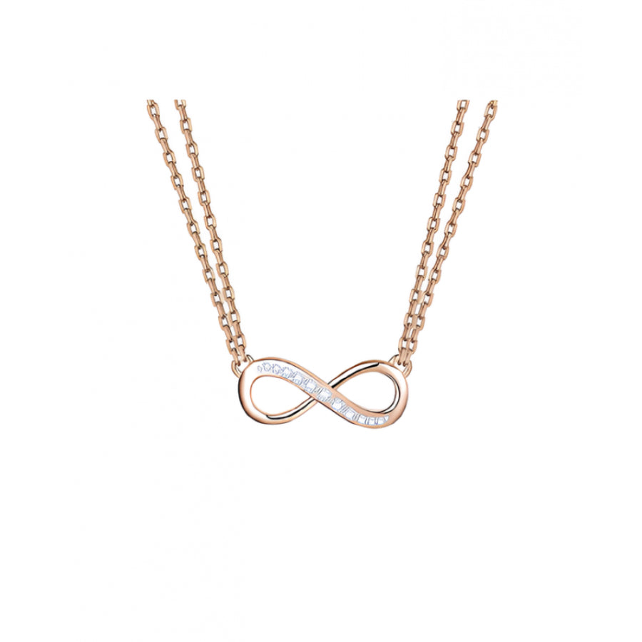 Collana Liu Jo Donna Acciaio Doppio Filo Rosè Infinito Centrale Zirconi Bianchi _LJ2515