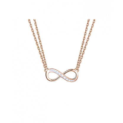 Collana Liu Jo Donna Acciaio Doppio Filo Rosè Infinito Centrale Zirconi Bianchi _LJ2515