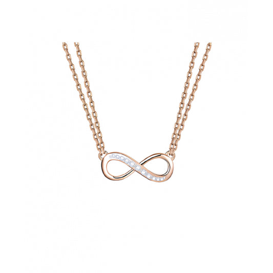 Collana Liu Jo Donna Acciaio Doppio Filo Rosè Infinito Centrale Zirconi Bianchi _LJ2515