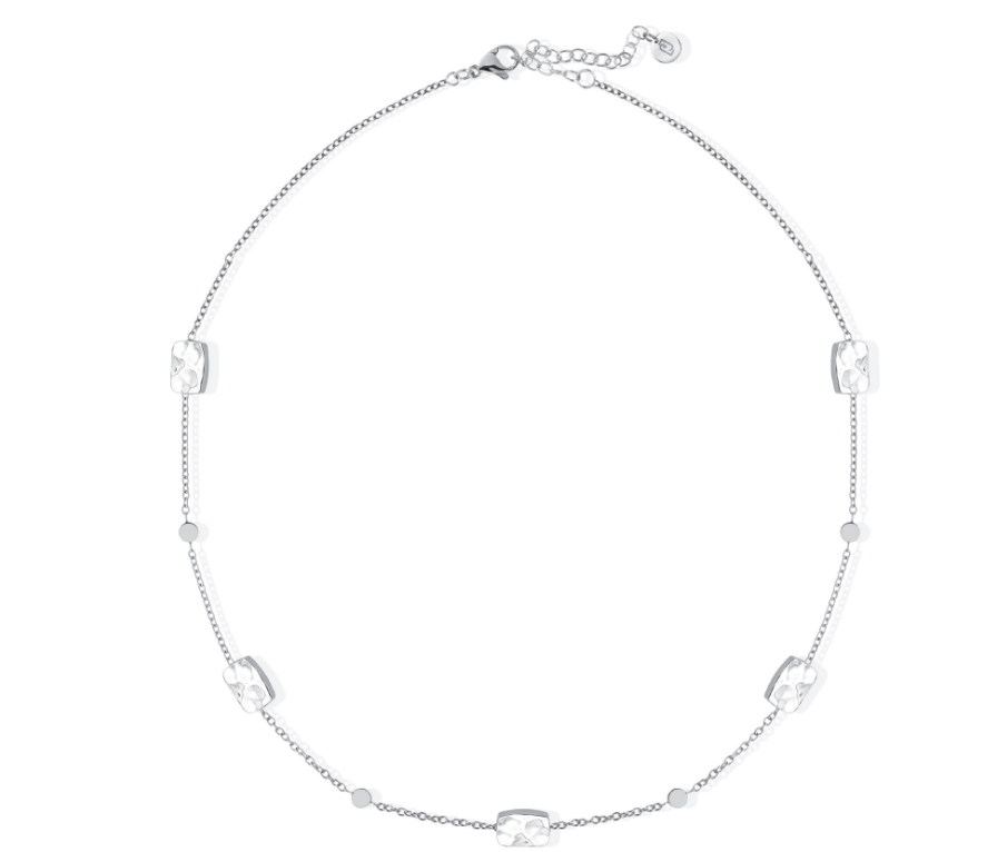 Collana Liu Jo Donna Acciaio Silver Dettagli Martellati Alternati _LJ2871