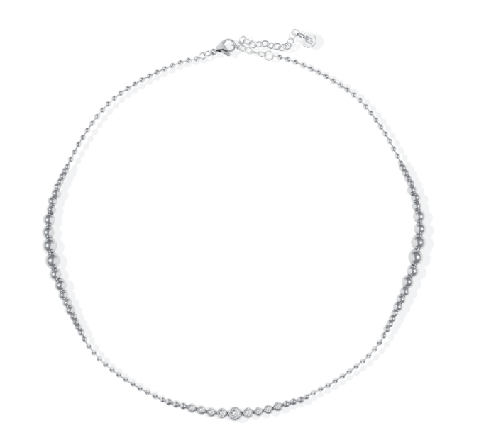Collana Liu Jo Donna Acciaio Silver Sfere Centrale Zirconi _LJ2825