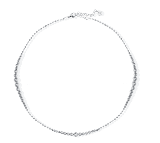 Collana Liu Jo Donna Acciaio Silver Sfere Centrale Zirconi _LJ2825