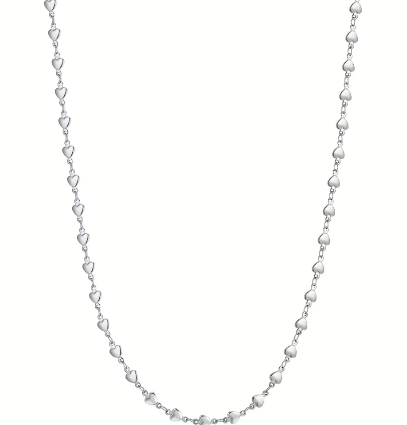 Collana Luca Barra Donna Acciaio Argentata Cuori _CK2054
