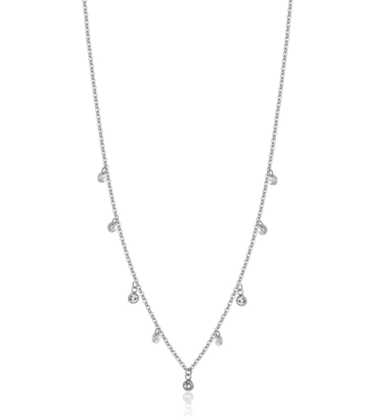Collana Luca Barra Donna Acciaio Ciondoli Cristalli Bianchi _CK1979