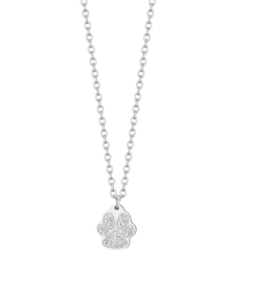 Collana Luca Barra Donna Acciaio Ciondolo Zampetta Cristalli Bianchi _CK2051