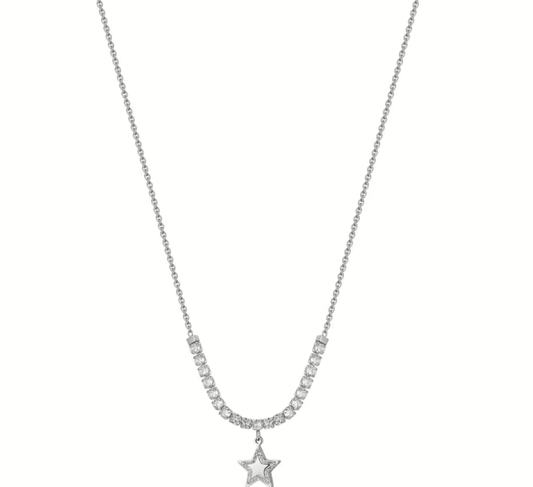 Collana Luca Barra Donna Acciaio Cristalli Bianchi Ciondolo Stella _CK2019
