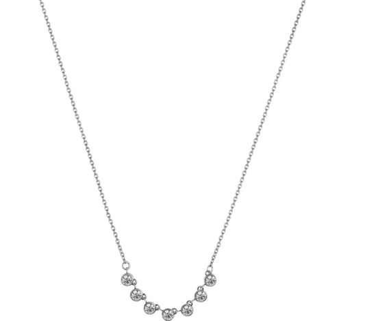 Collana Luca Barra Donna Acciaio Cristalli Centrali Bianchi _CK2041
