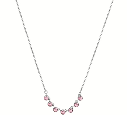 Collana Luca Barra Donna Acciaio Cristalli Centrali Rosa _CK2042