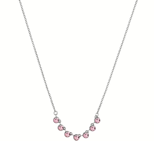 Collana Luca Barra Donna Acciaio Cristalli Centrali Rosa _CK2042