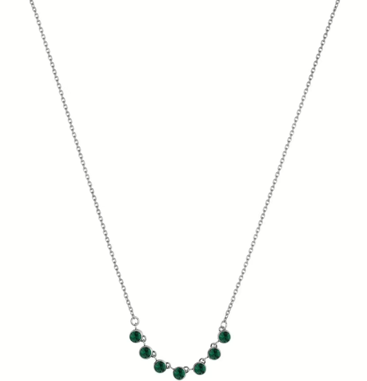 Collana Luca Barra Donna Acciaio Cristalli Centrali Verdi _CK2043