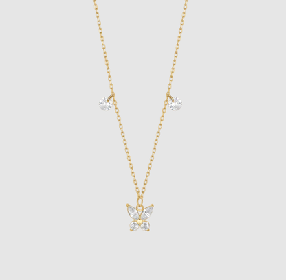 Collana Luca Barra Donna Acciaio Dorato Pendente Farfalla Zirconi Bianchi _CK2200