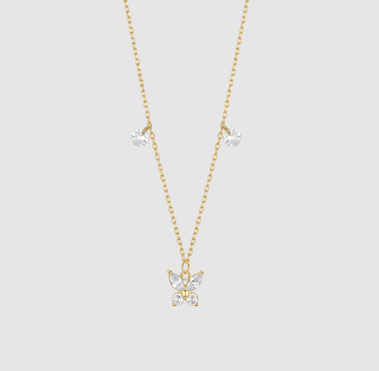 Collana Luca Barra Donna Acciaio Dorato Pendente Farfalla Zirconi Bianchi _CK2200