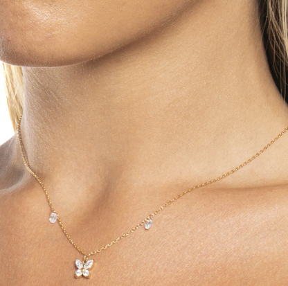 Collana Luca Barra Donna Acciaio Dorato Pendente Farfalla Zirconi Bianchi _CK2200