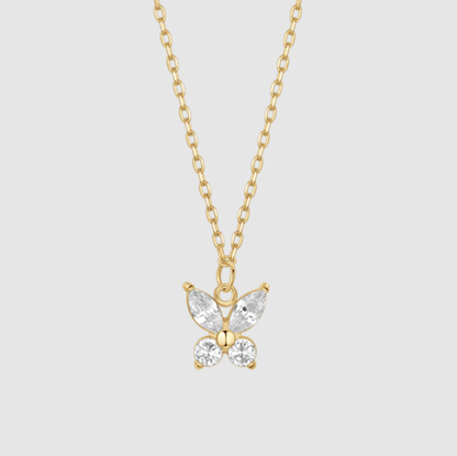 Collana Luca Barra Donna Acciaio Dorato Pendente Farfalla Zirconi Bianchi _CK2200