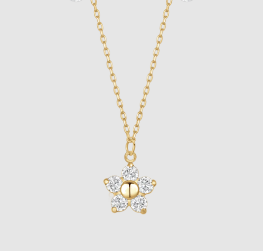 Collana Luca Barra Donna Acciaio Dorato Pendente Fiore Zirconi Bianchi _CK2198