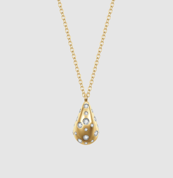 Collana Luca Barra Donna Acciaio Dorato Pendente Goccia con Cristalli Bianchi _CK2100
