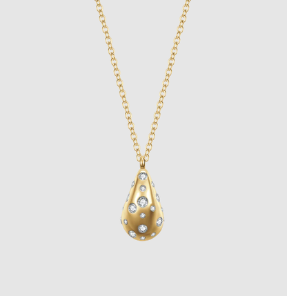 Collana Luca Barra Donna Acciaio Dorato Pendente Goccia con Cristalli Bianchi _CK2100