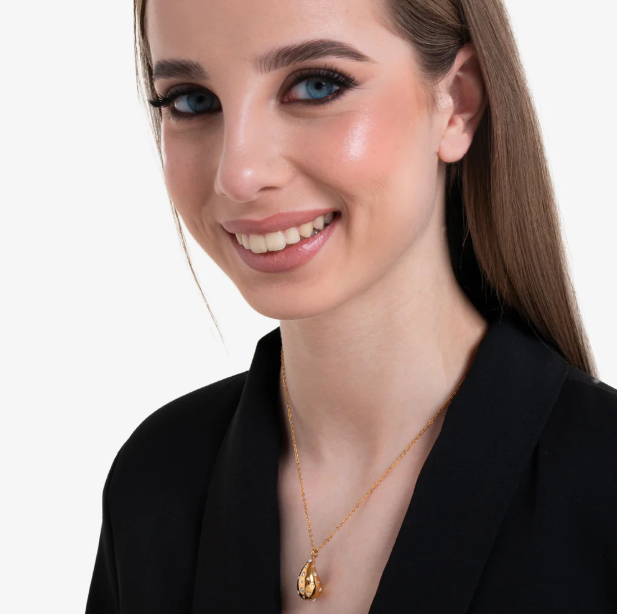 Collana Luca Barra Donna Acciaio Dorato Pendente Goccia con Cristalli Bianchi _CK2100