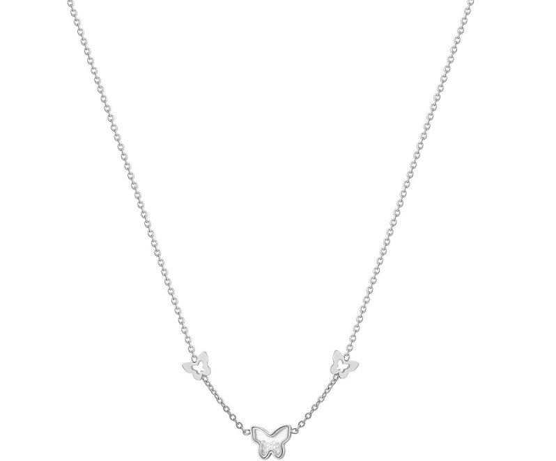 Collana Luca Barra Donna Acciaio Farfalle e Zirconi _CK2061