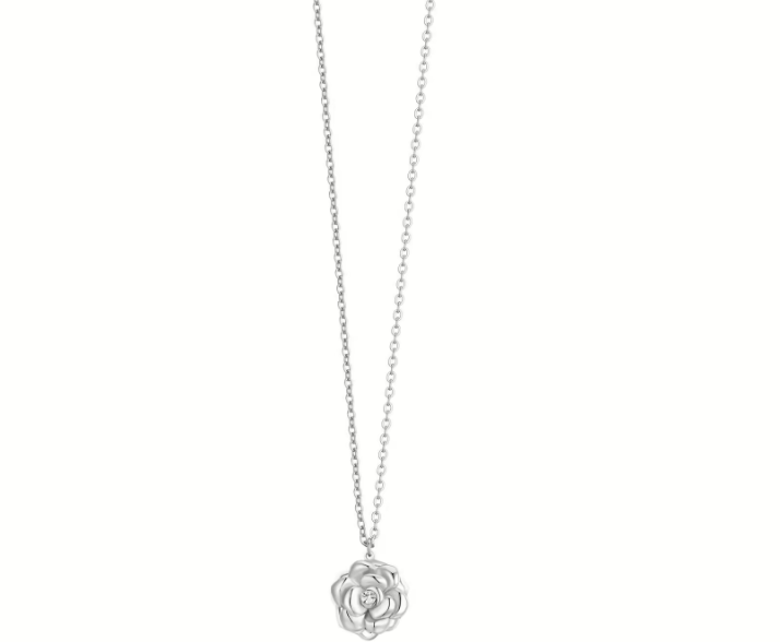 Collana Luca Barra Donna Acciaio Fiore Girevole Cristallo Bianco _CK2068