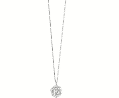 Collana Luca Barra Donna Acciaio Fiore Girevole Cristallo Bianco _CK2068