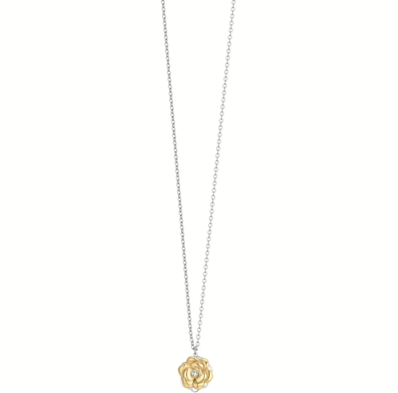 Collana Luca Barra Donna Acciaio Fiore Gold Girevole Cristallo Bianco _CK2069