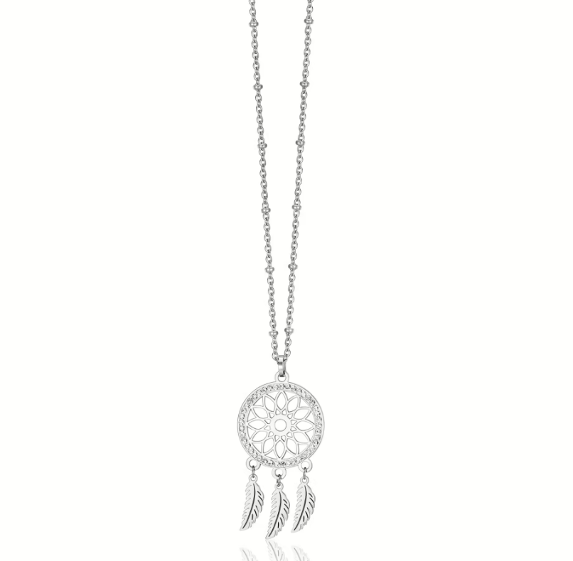 Collana Luca Barra Donna Acciaio Lunga Acchiappasogni Cristalli Bianchi _CK1949