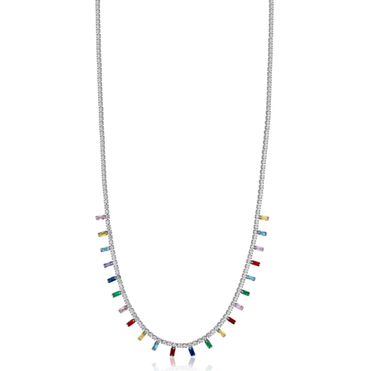 Collana Luca Barra Donna Acciaio Modello Tennis e Cristalli Multicolor _CK1856