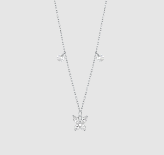Collana Luca Barra Donna Acciaio Pendente Farfalla Zirconi Bianchi _CK2199