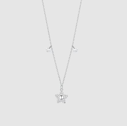 Collana Luca Barra Donna Acciaio Pendente Fiore Zirconi Bianchi _CK2194