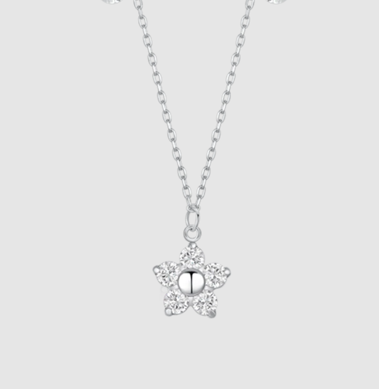 Collana Luca Barra Donna Acciaio Pendente Fiore Zirconi Bianchi _CK2194