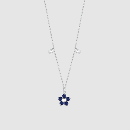 Collana Luca Barra Donna Acciaio Pendente Fiore Zirconi Blu _CK2196