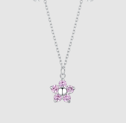 Collana Luca Barra Donna Acciaio Pendente Fiore Zirconi Rosa _CK2195