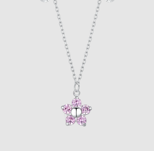 Collana Luca Barra Donna Acciaio Pendente Fiore Zirconi Rosa _CK2195