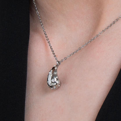 Collana Luca Barra Donna Acciaio Pendente Goccia con Cristalli Bianchi Small_CK2097