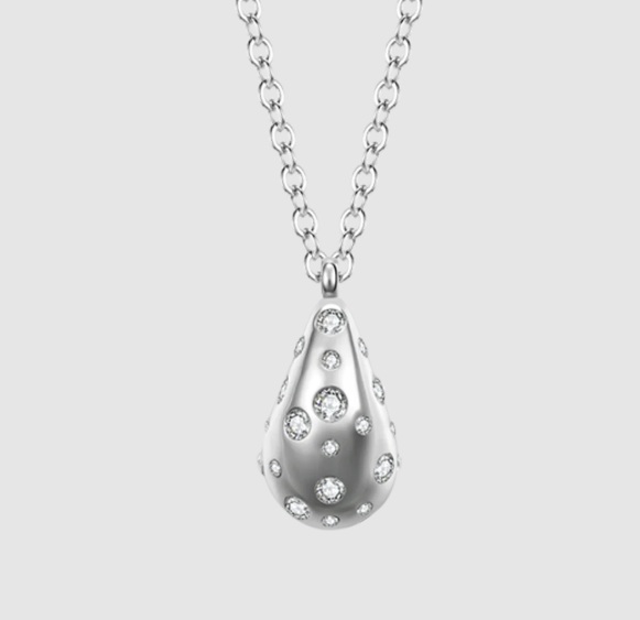Collana Luca Barra Donna Acciaio Pendente Goccia con Cristalli Bianchi Small_CK2097