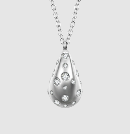 Collana Luca Barra Donna Acciaio Pendente Goccia con Cristalli Bianchi _CK2099